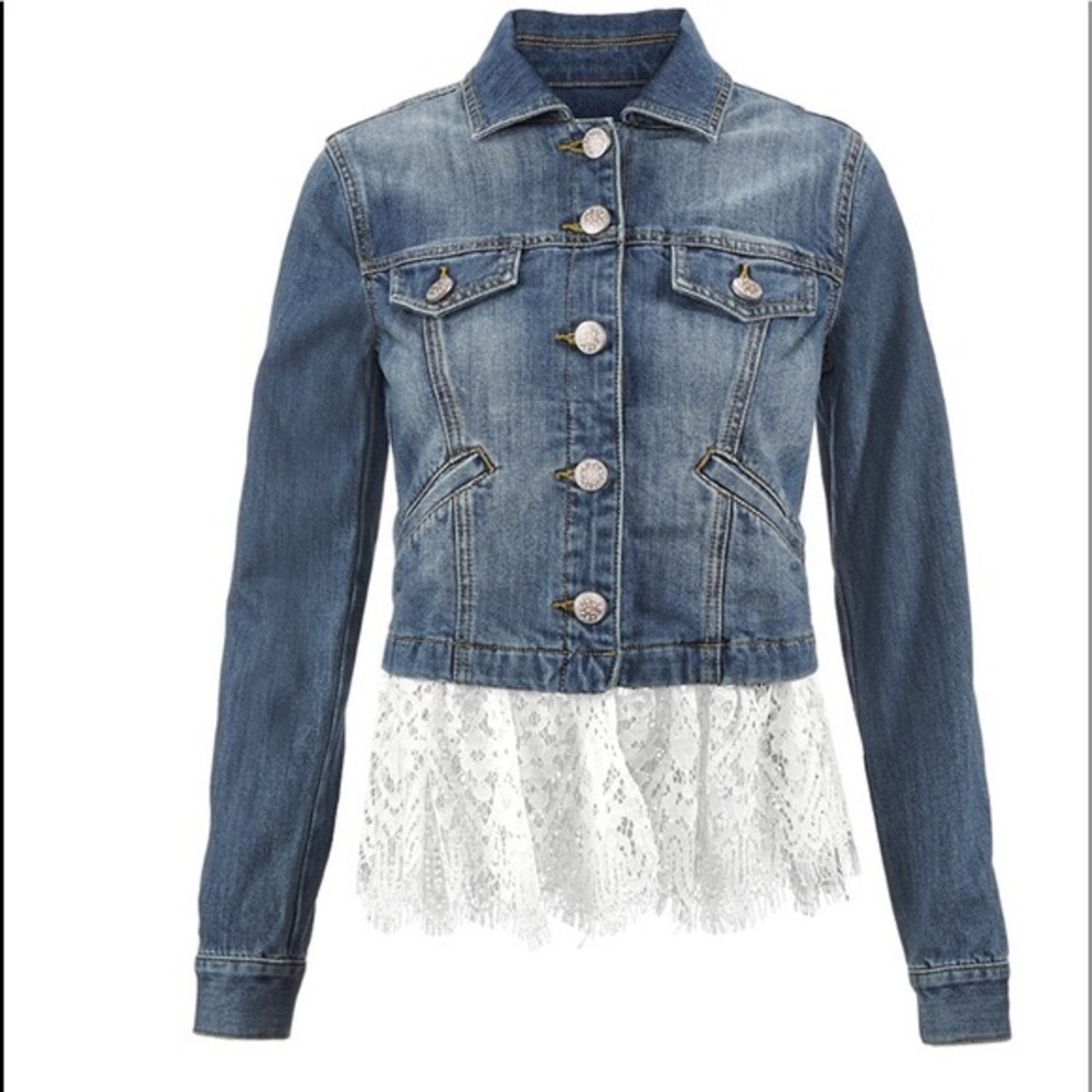 SOLD cabi denim jacket w removable lace sz S